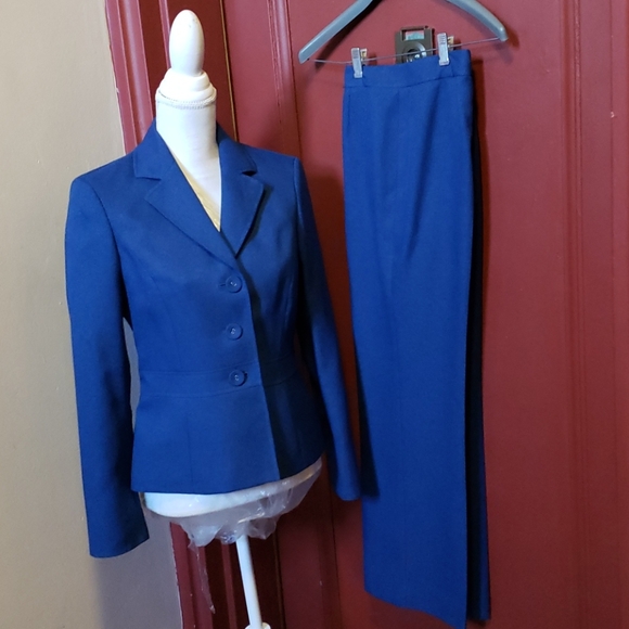 Evan Picone Pants - EVAN -PICONE BLUE 2-PC LINED PANTS SUIT SIZE 4